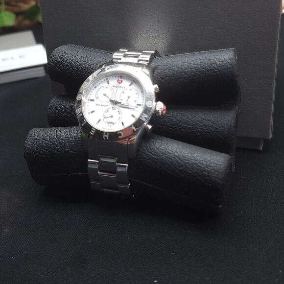 Authentic Michele MW Sport Silver Chronograph Swiss Quartz Watch - Works - Picture 15 of 16